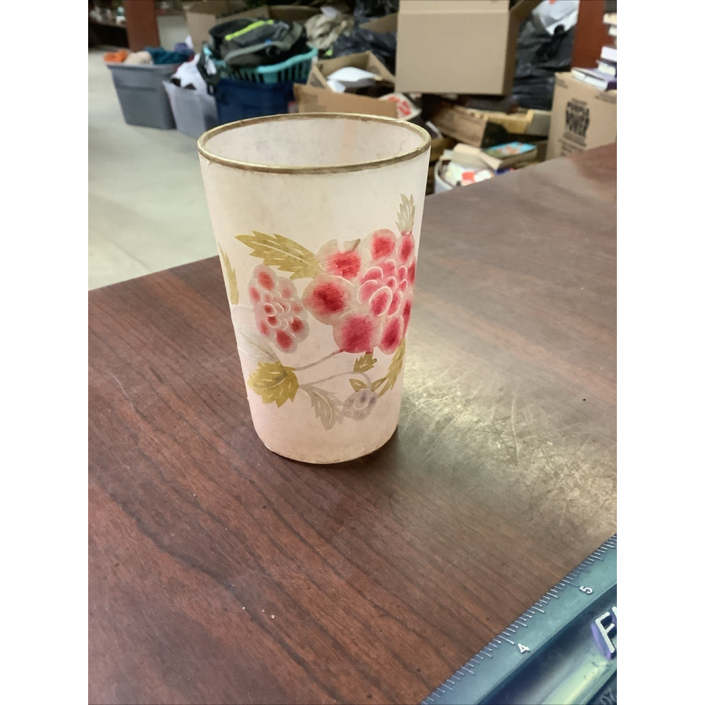 Geraldine Gonzalez Paris Glass Votive Pink Floral Handmade Feminine 4”